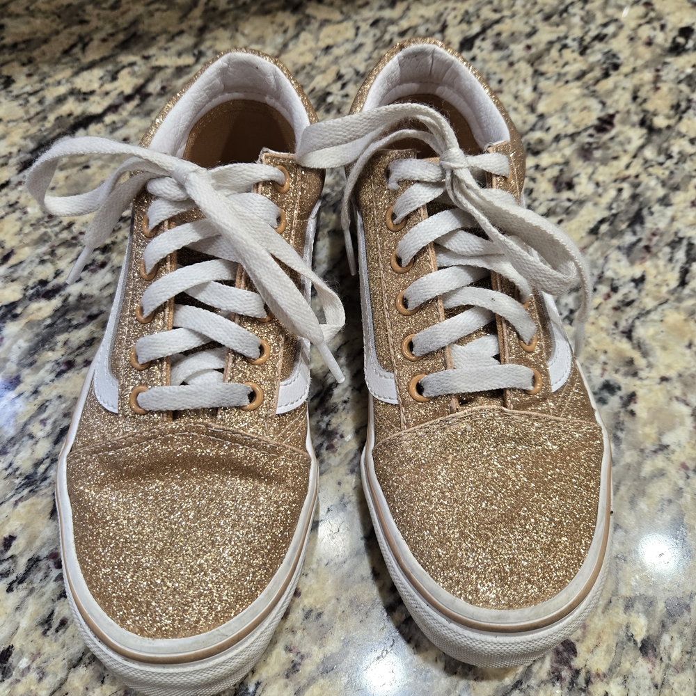 Gold Glitter Sneakers with White Laces